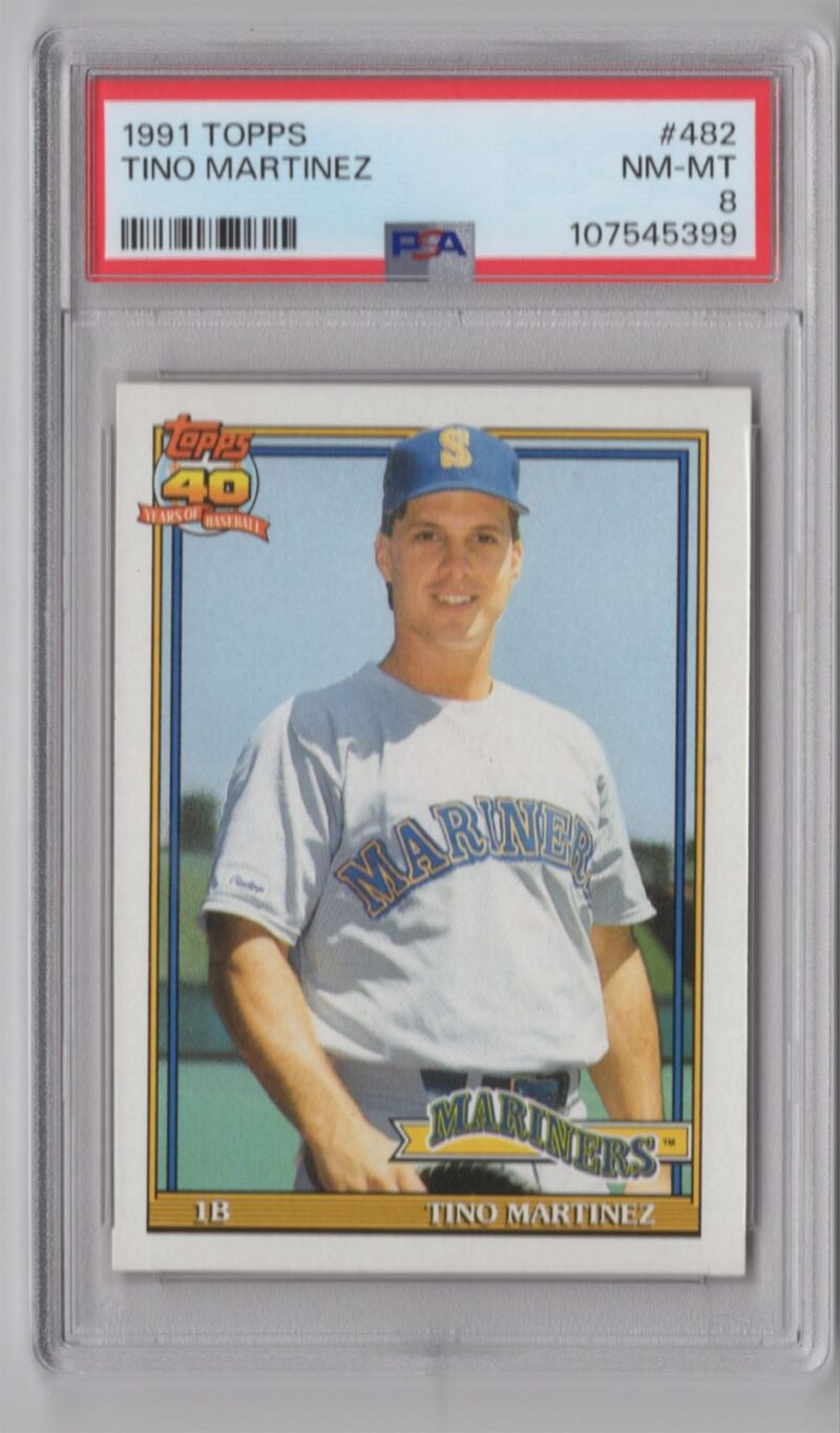 1991 TOPPS TINO MARTINEZ PSA 8 SEATTLE MARINERS #482 POP 8 ONLY 12 HIGHER