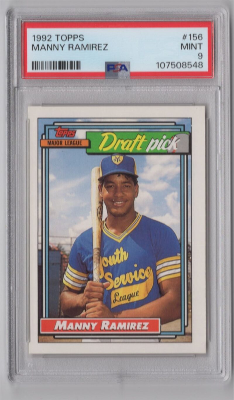 1992 TOPPS MANNY RAMIREZ ROOKIE PSA 9 CLEVELAND INDIANS #156