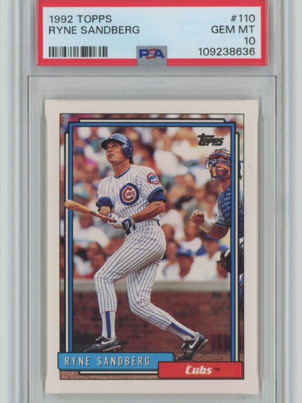 1992 TOPPS RYNE SANDBERG PSA 10 CHICAGO CUBS #110 PERFECT PSA 10