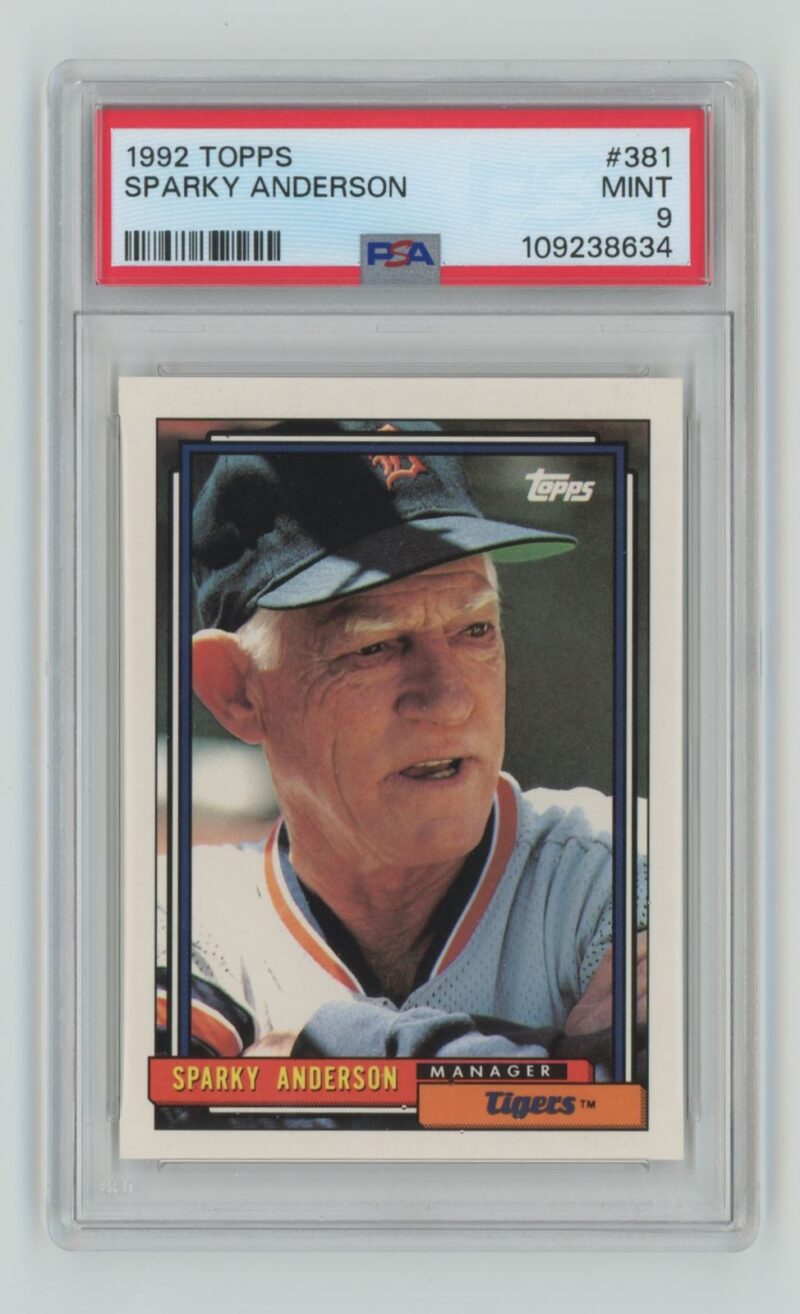 1992 TOPPS SPARKY ANDERSON PSA 9 DETROIT TIGERS #381 POP 11, TOTAL POP 73