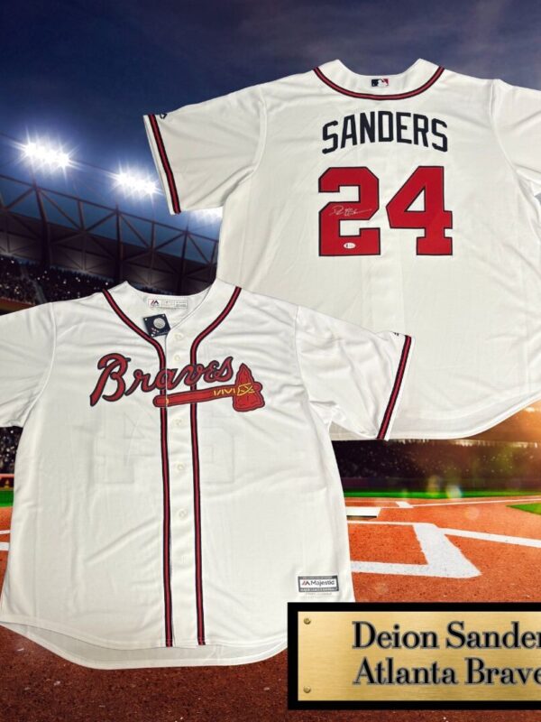 Deion Sanders Autographed Atlanta Braves Majestic MLB Jersey