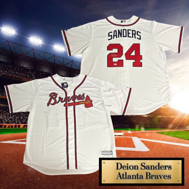 Deion Sanders Autographed Atlanta Braves Majestic MLB Jersey