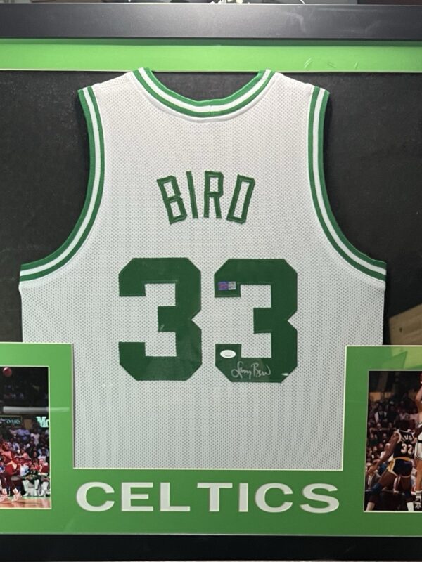 Larry Bird Autographed and Framed Boston Celtics Jersey