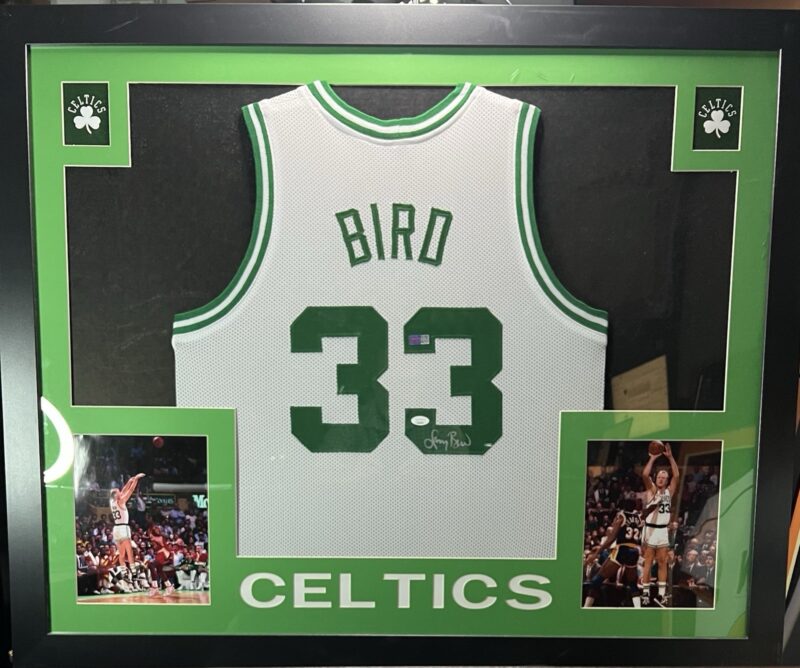 Larry Bird Autographed and Framed Boston Celtics Jersey