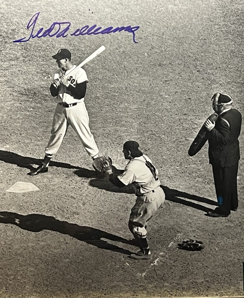 Ted William autographed 16x20 Gold framed game photo - Image 3