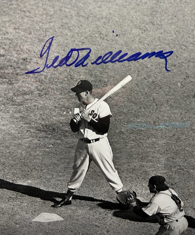 Ted William autographed 16x20 Gold framed game photo - Image 5
