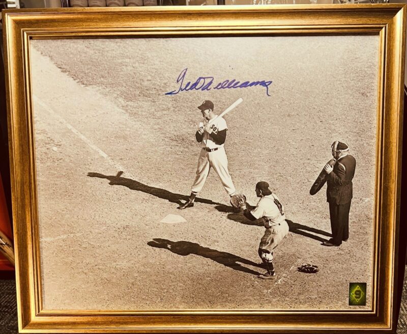 Ted William autographed 16x20 Gold framed game photo