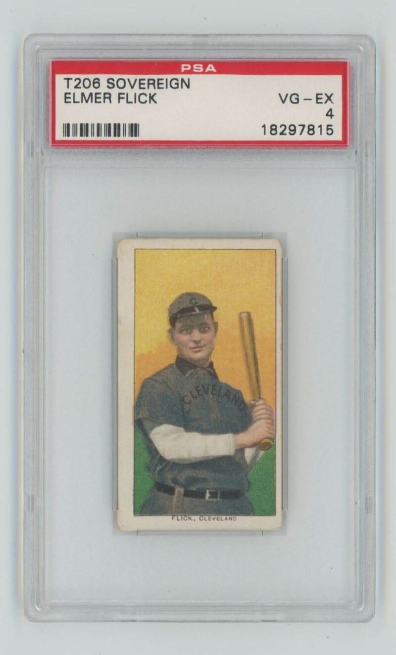 1909 SOVEREIGN WHITE BORDER ELMER FLICK PSA 4 CLEVELAND POP 4 ONLY 2 HIGHER