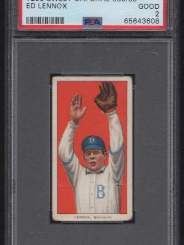 1909 SWEET CAPORAL WHITE BORDER ED LENNOX PSA 2 BROOKLYN