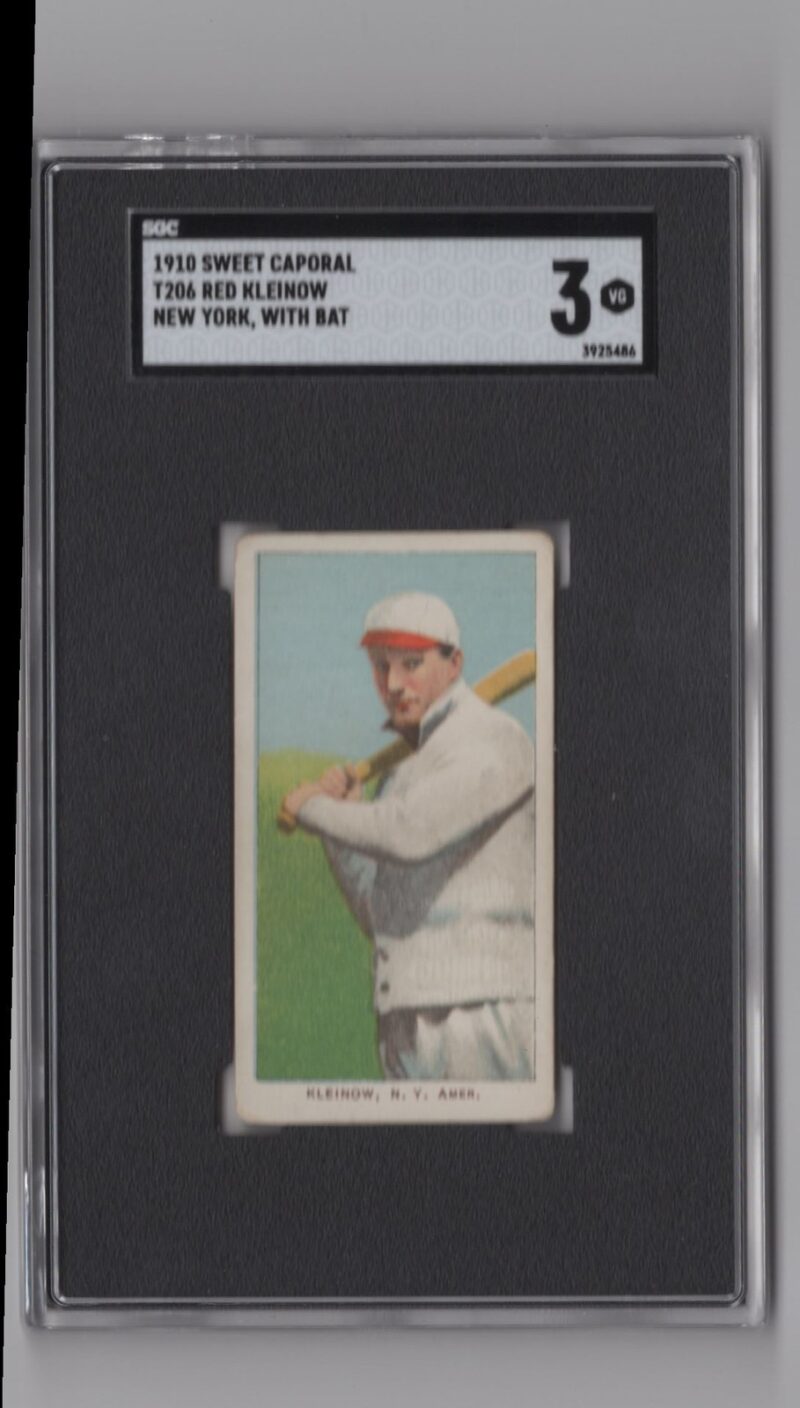 1910 SWEET CAPORAL WHITE BORDER RED KLEINOW SGC 3 NEW YORK NEW YORK, WITH BAT