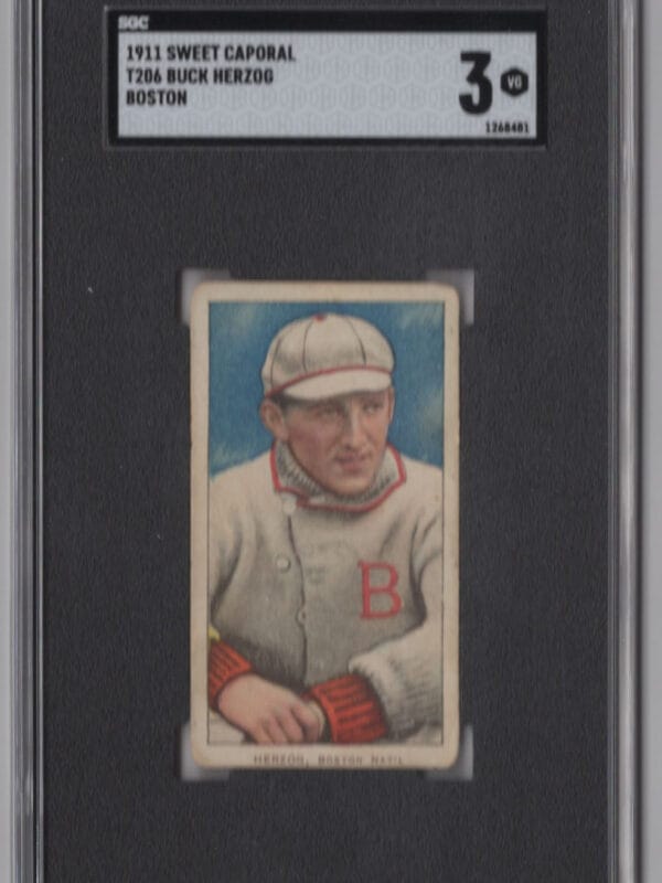 1911 BASEBALL CARD WHITE BORDER BUCK HERZOG SGC 3 BOSTON NAT'L BOSTON