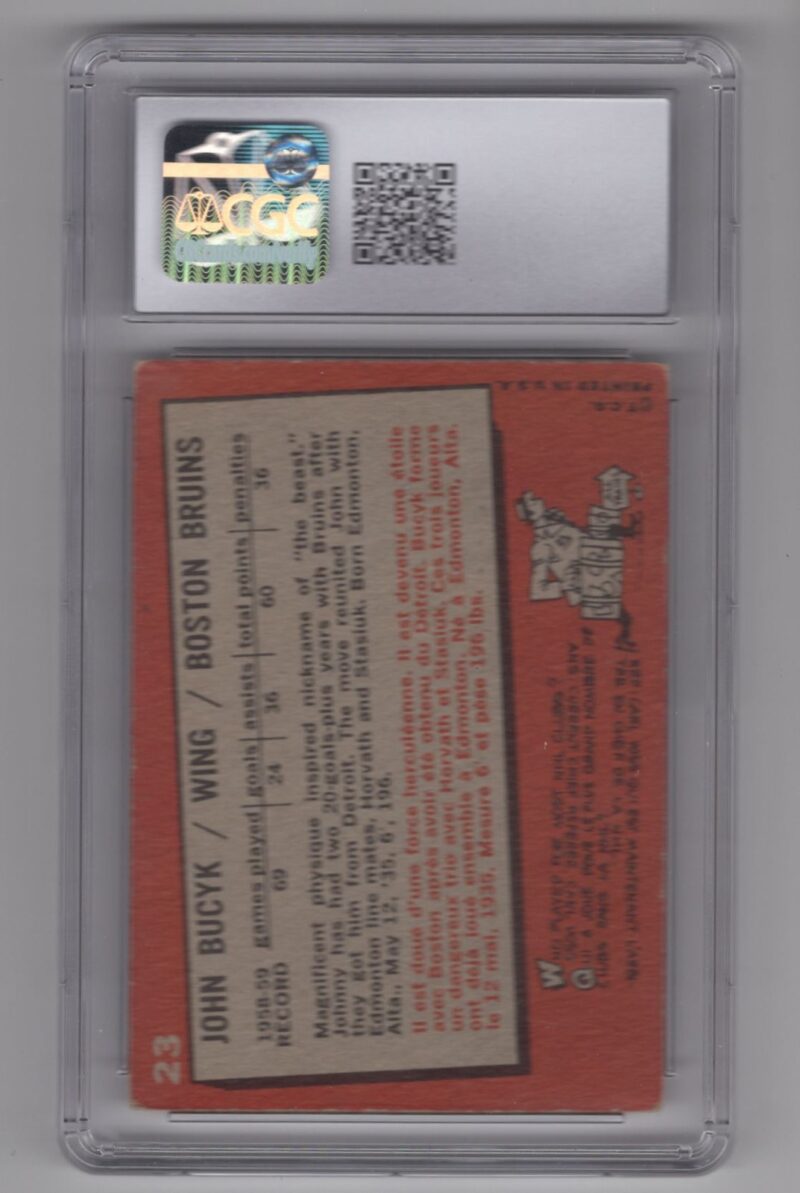 1959 60 TOPPS 3 15 JOHNNY BUCYK CGC 4 BOSTON BRUINS 23 286685185866 2
