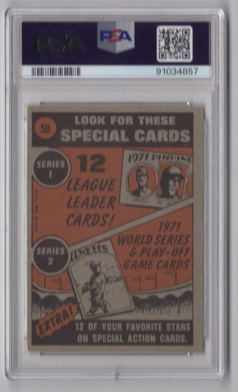1972 TOPPS WILLIE MAYS PSA 4 SAN FRANCISCO GIANTS #50 - Image 3