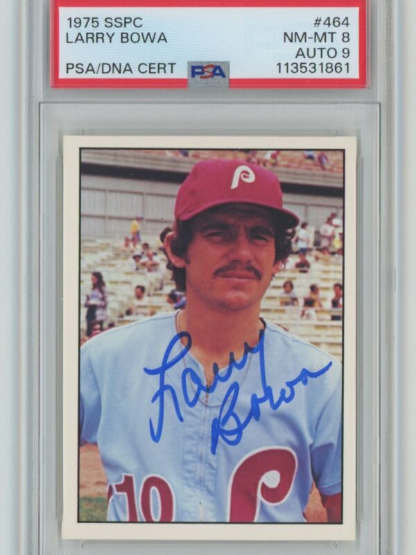 1975 SSPC LARRY BOWA AUTO PSA 8 PHILADELPHIA PHILLIES #464