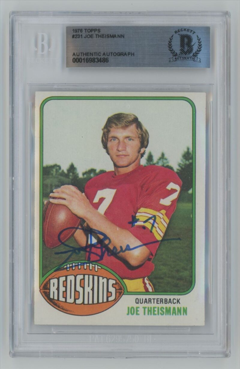 1976 TOPPS JOE THEISMANN ROOKIE AUTO BECKETT WASHINGTON REDSKINS #231 INSCRIBED
