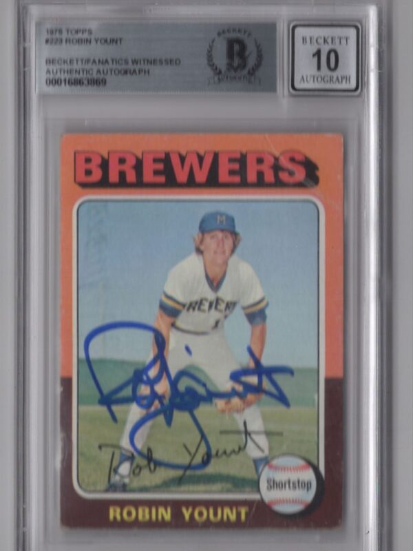 1976 TOPPS ROBIN YOUNT ROOKIE AUTO BECKETT MILWAUKEE BREWERS #223 HAND SIGNED