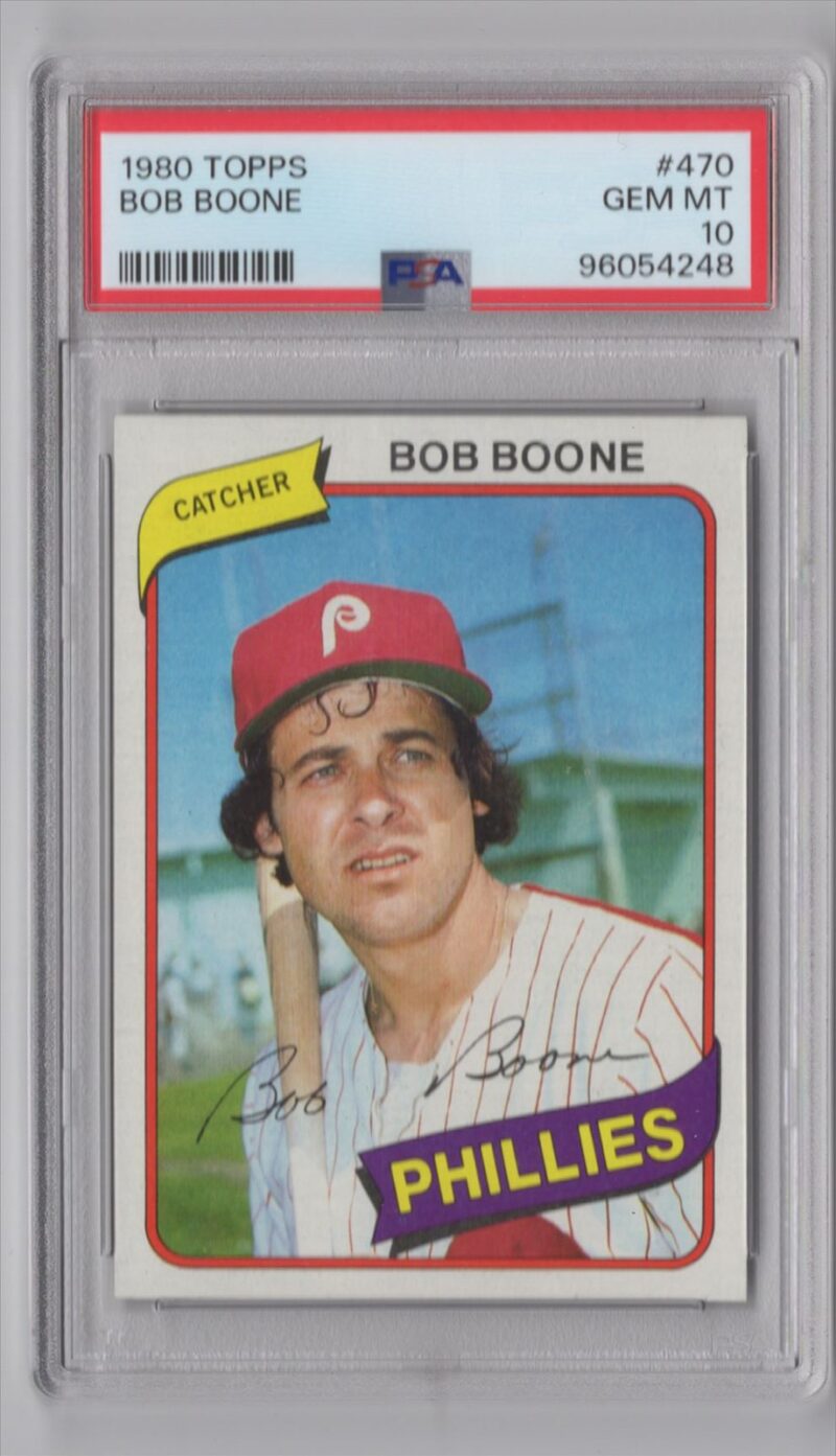 1980 TOPPS BOB BOONE PSA 10 PHILADELPHIA PHILLIES #470 PERFECT PSA 10, TOTAL POP