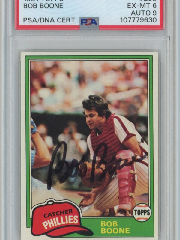 1981 TOPPS BOB BOONE AUTO PSA 6 PHILADELPHIA PHILLIES #290 AUTHENTIC AUTOGRAPH