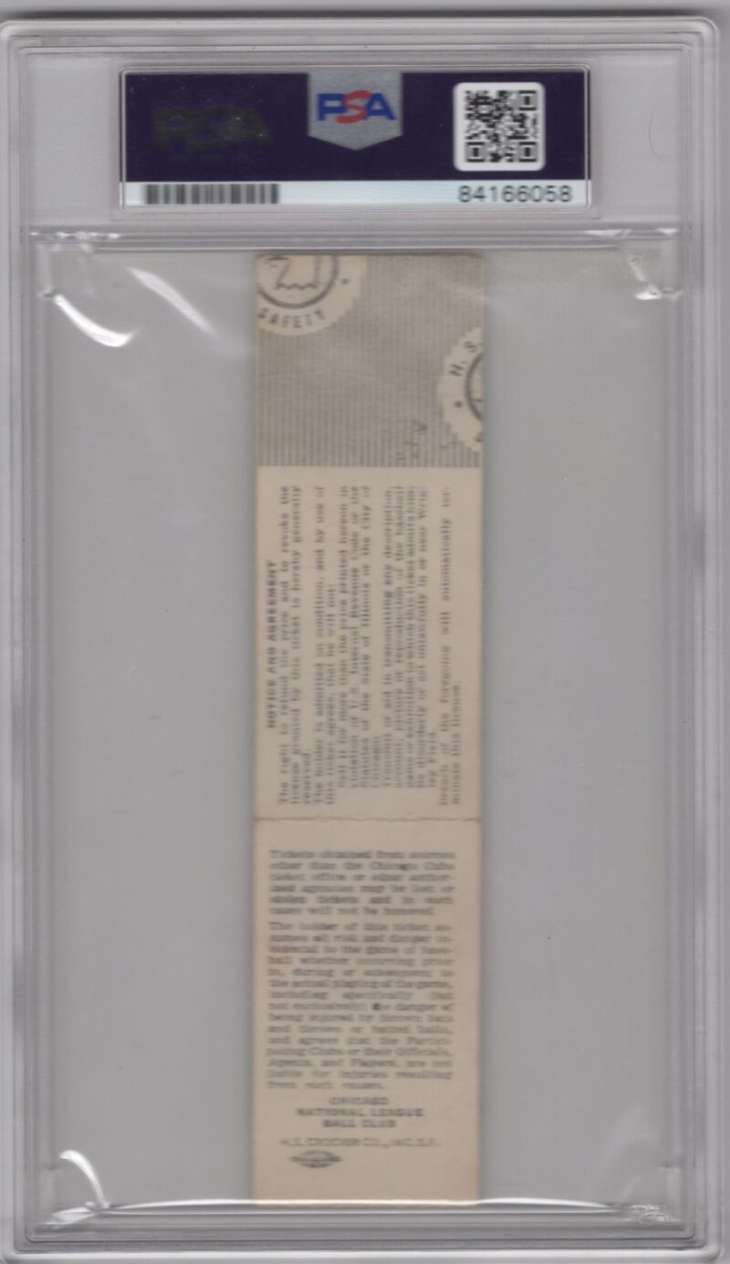 1982 MLB GAME TICKET RYNE SANDBERG AUTO PSA CHICAGO CUBS JUNE 17 1982 GAME - Image 3
