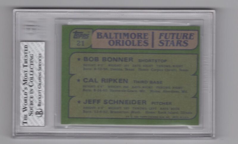 1982 TOPPS BOB BONNER / CAL RIPKEN / JEFF SCHNEIDER ROOKIE BECKET 8 BALTIMORE - Image 3