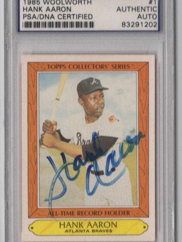 1985 3-15 HANK AARON AUTO PSA ATLANTA BRAVES #1