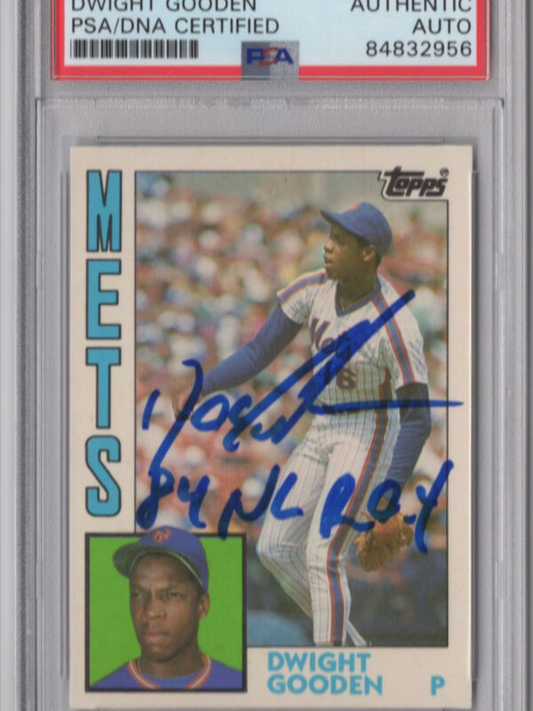 1985 TOPPS 3-15 DWIGHT GOODEN AUTO PSA NEW YORK METS #42T INSCRIBED 84 NL ROY
