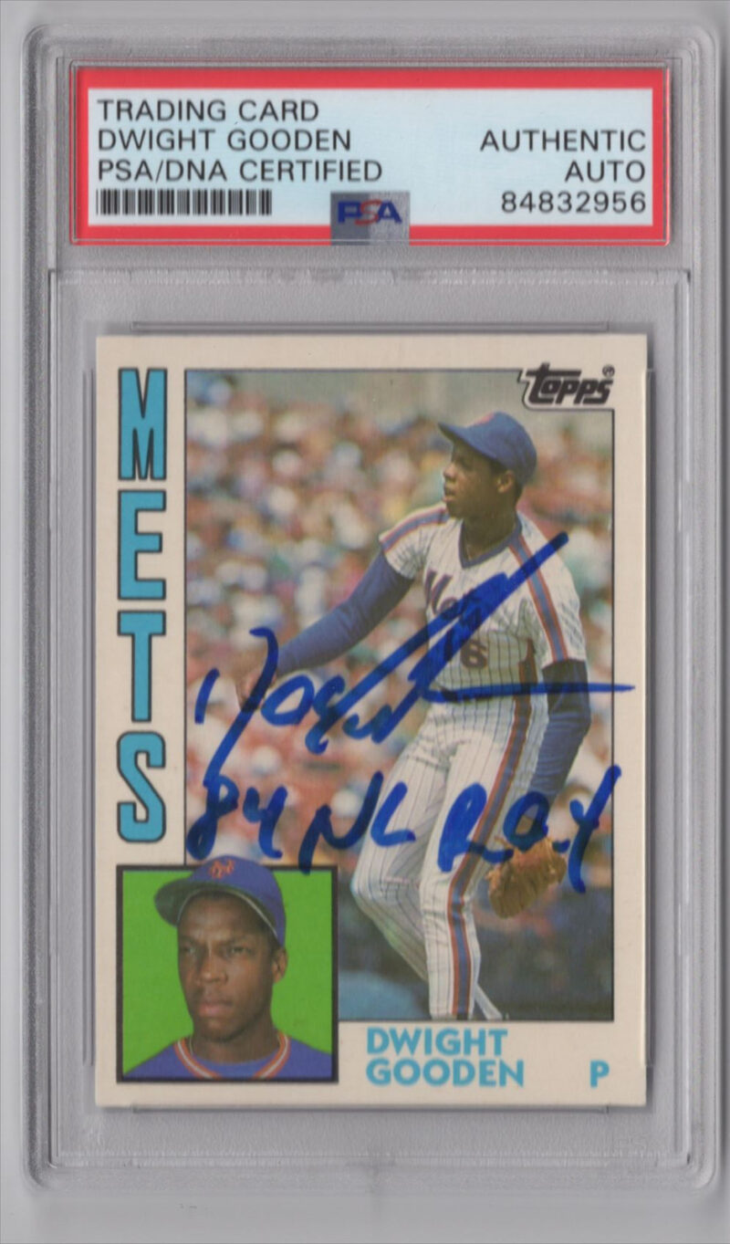 1985 TOPPS 3-15 DWIGHT GOODEN AUTO PSA NEW YORK METS #42T INSCRIBED 84 NL ROY