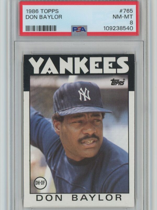 1986 TOPPS DON BAYLOR PSA 8 NEW YORK YANKEES #765