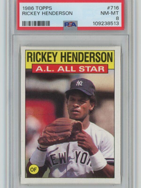1986 TOPPS RICKEY HENDERSON PSA 8 NEW YORK YANKEES #716