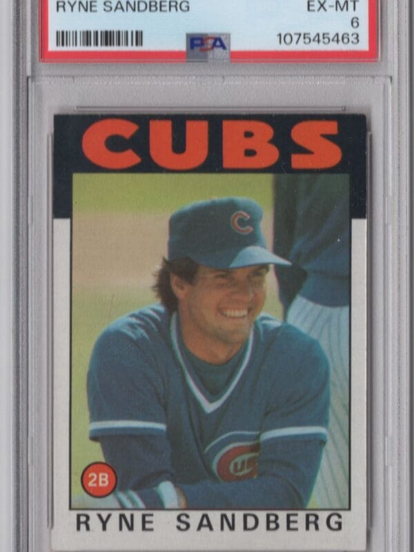 1986 TOPPS RYNE SANDBERG ROOKIE PSA 6 CHICAGO CUBS #690 POP 40