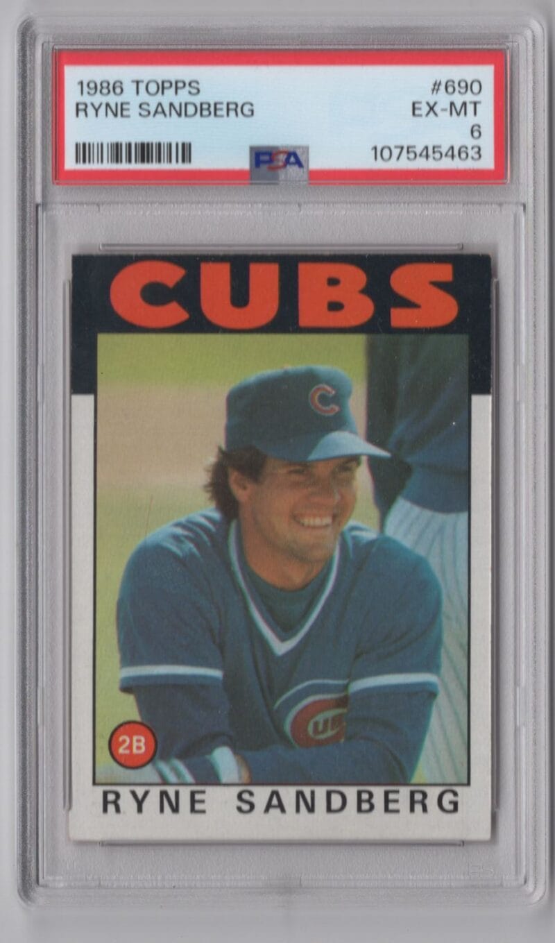 1986 TOPPS RYNE SANDBERG ROOKIE PSA 6 CHICAGO CUBS #690 POP 40