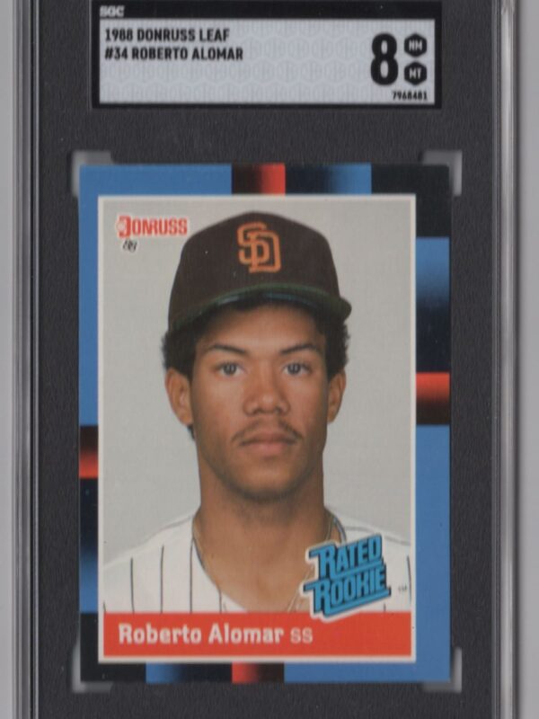 1988 DONRUSS ROBERTO ALOMAR ROOKIE SGC 8 SAN DIEGO PADRES #34