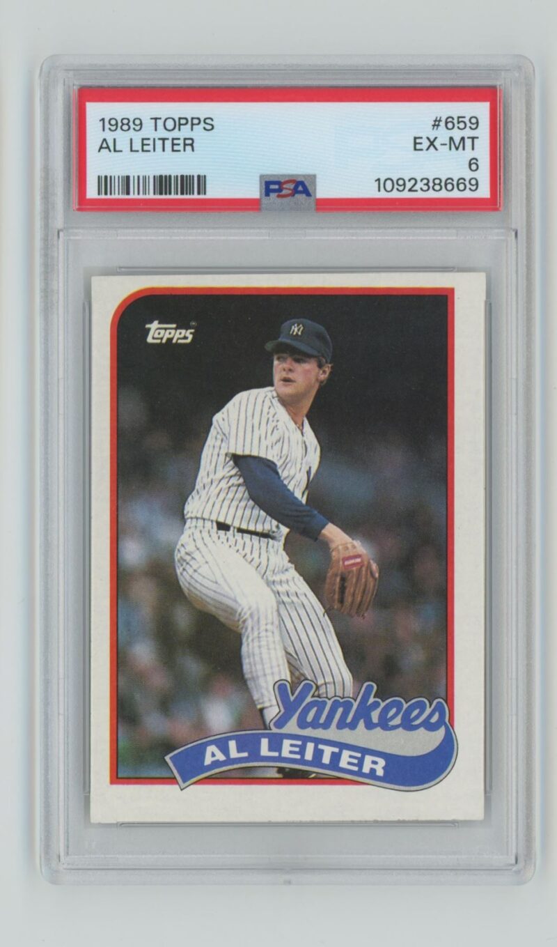 1989 TOPPS AL LEITER PSA 6 NEW YORK YANKEES #659 POP 1, ONLY 9 HIGHER