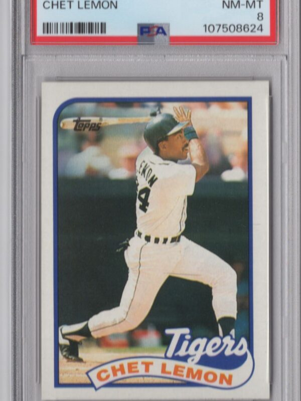 1989 TOPPS CHET LEMON PSA 8 DETROIT TIGERS #514 POP 2 ONLY 17 HIGHER