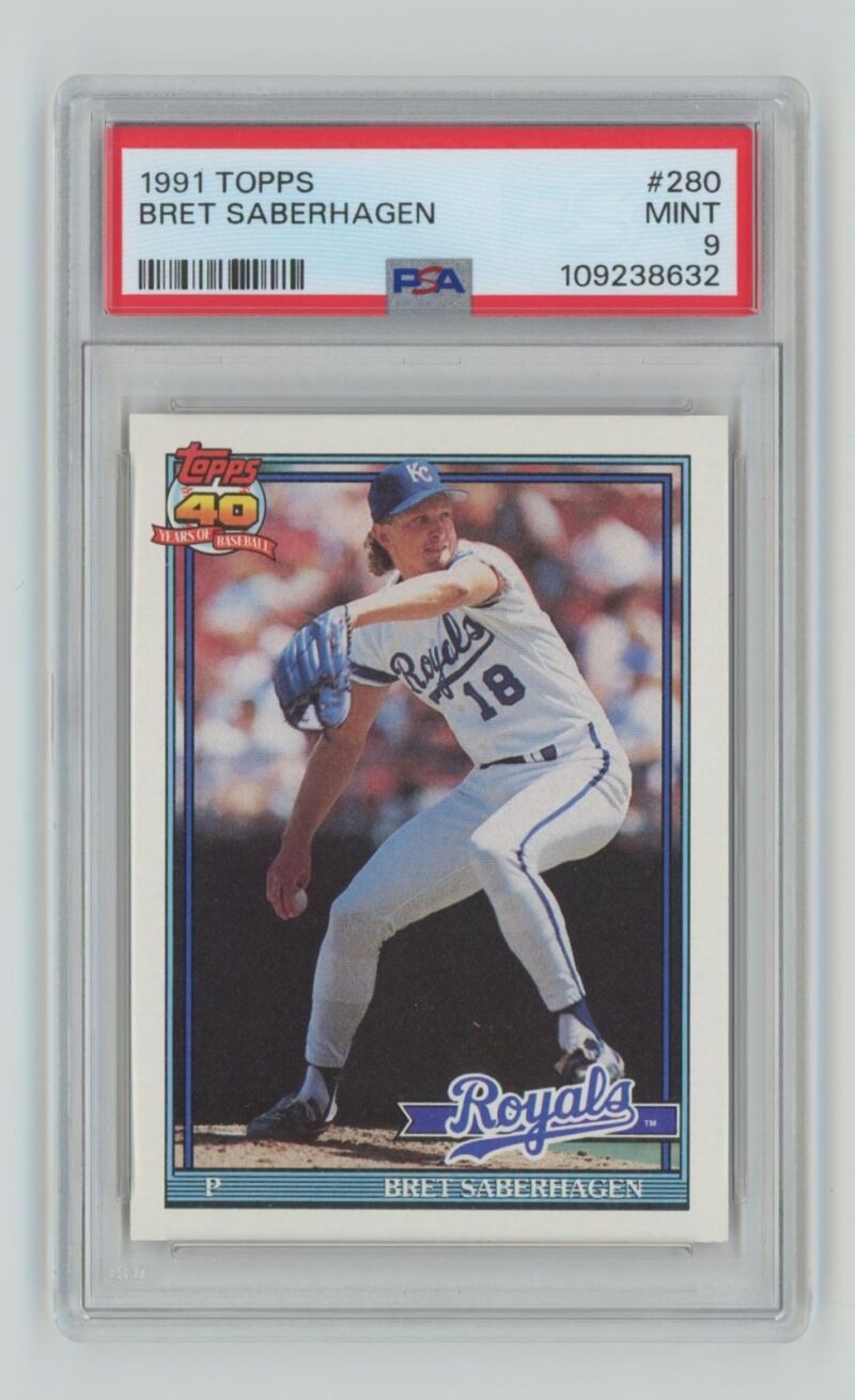 1991 TOPPS BRET SABERHAGEN PSA 9 KANSAS CITY ROYALS #280
