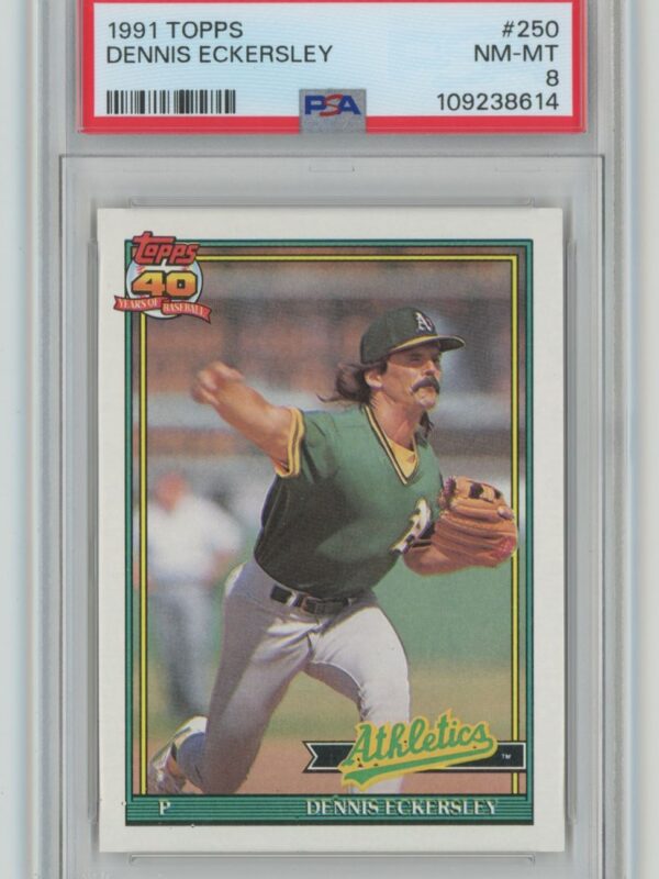 1991 TOPPS DENNIS ECKERSLEY PSA 8 OAKLAND ATHLETICS #250