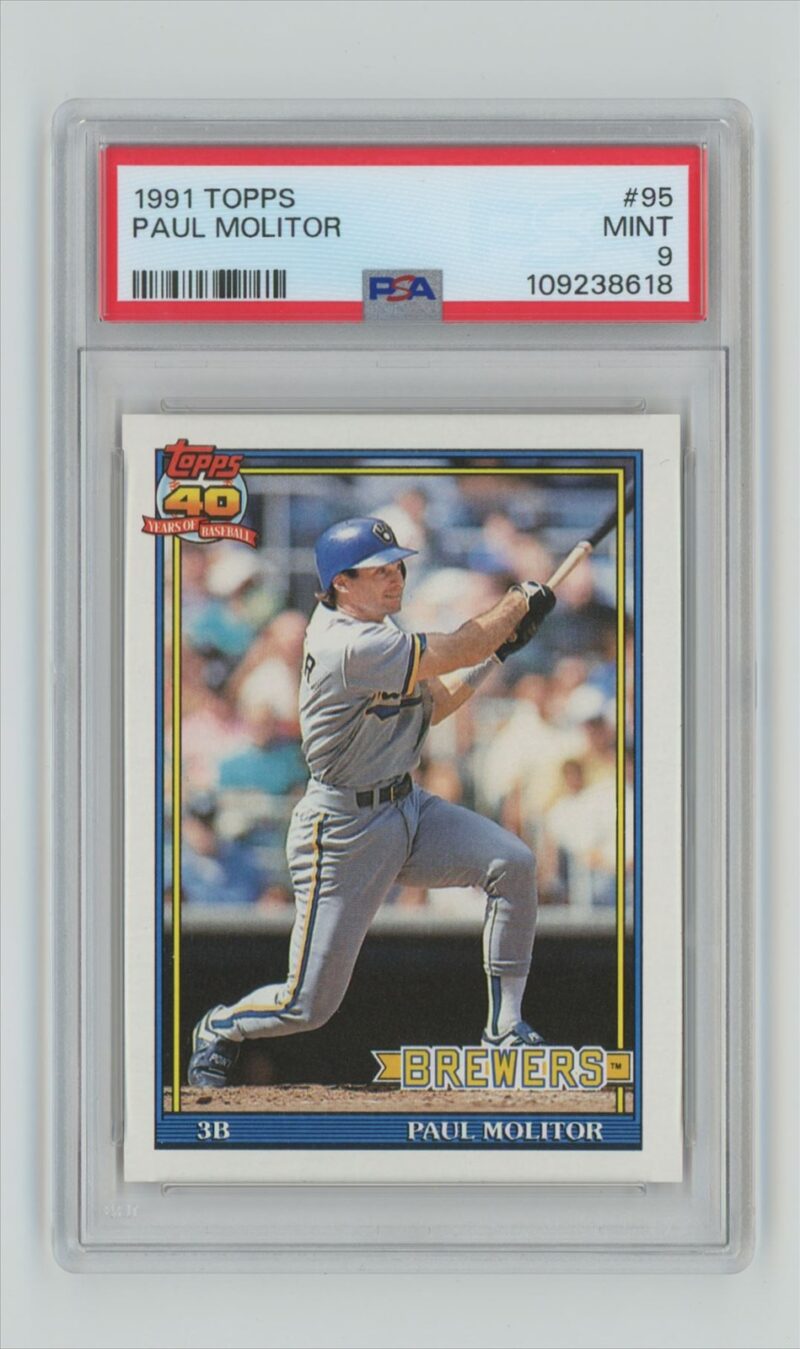 1991 TOPPS PAUL MOLITOR PSA 9 MILWAUKEE BREWERS #95 POP 21, TOTAL POP 87