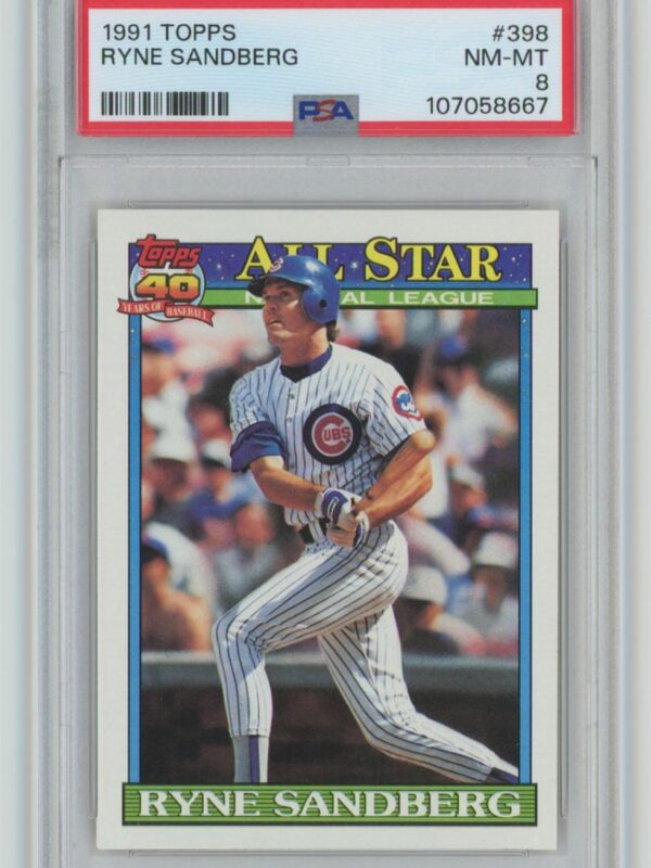 1991 TOPPS RYNE SANDBERG PSA 8 CHICAGO CUBS 398 TOTAL POP 101 286740727186