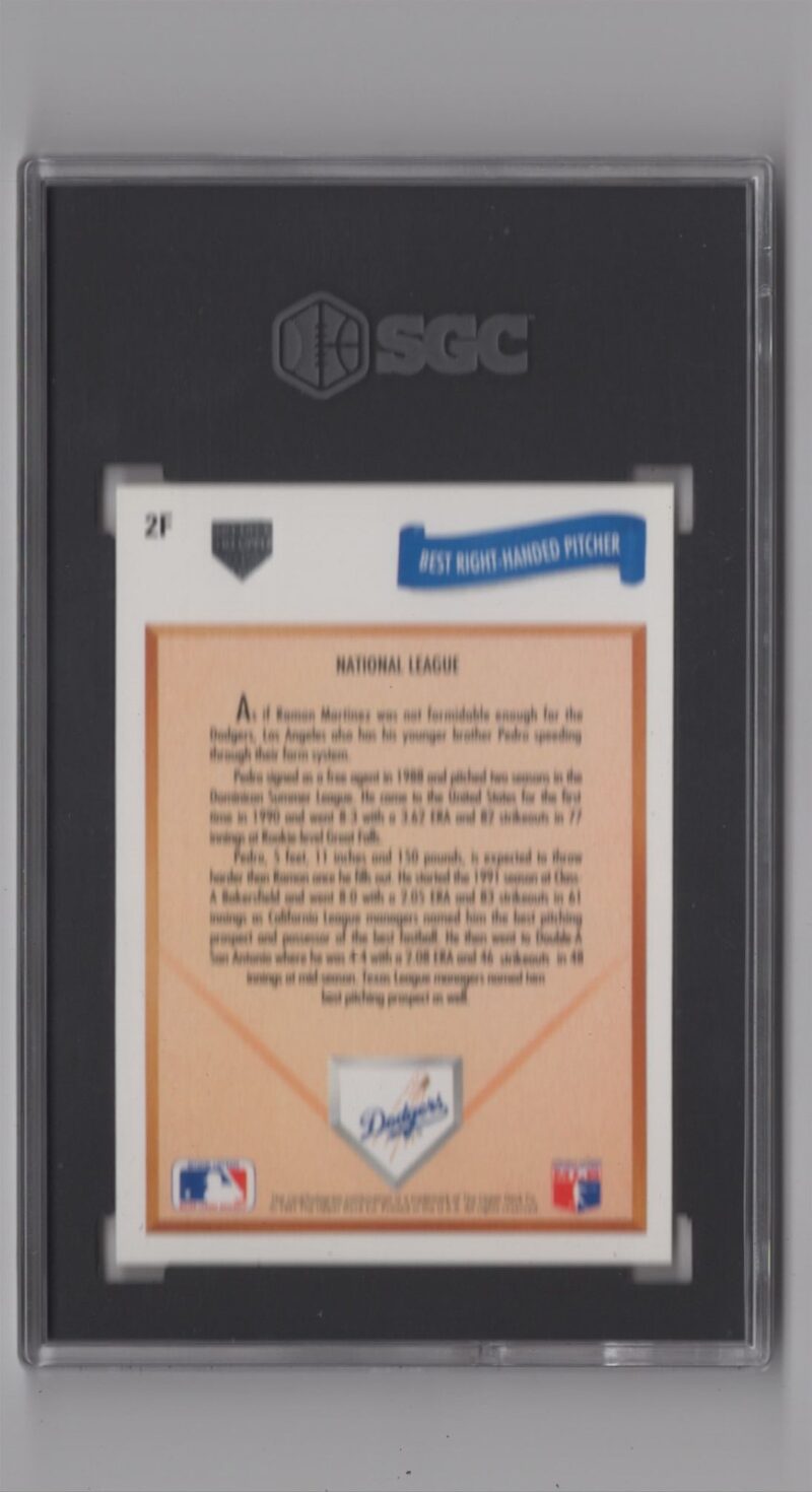 1991 UPPER DECK FINAL ED. PEDRO MARTINEZ ROOKIE SGC 9.5 LOS ANGELES DODGERS #2F - Image 3