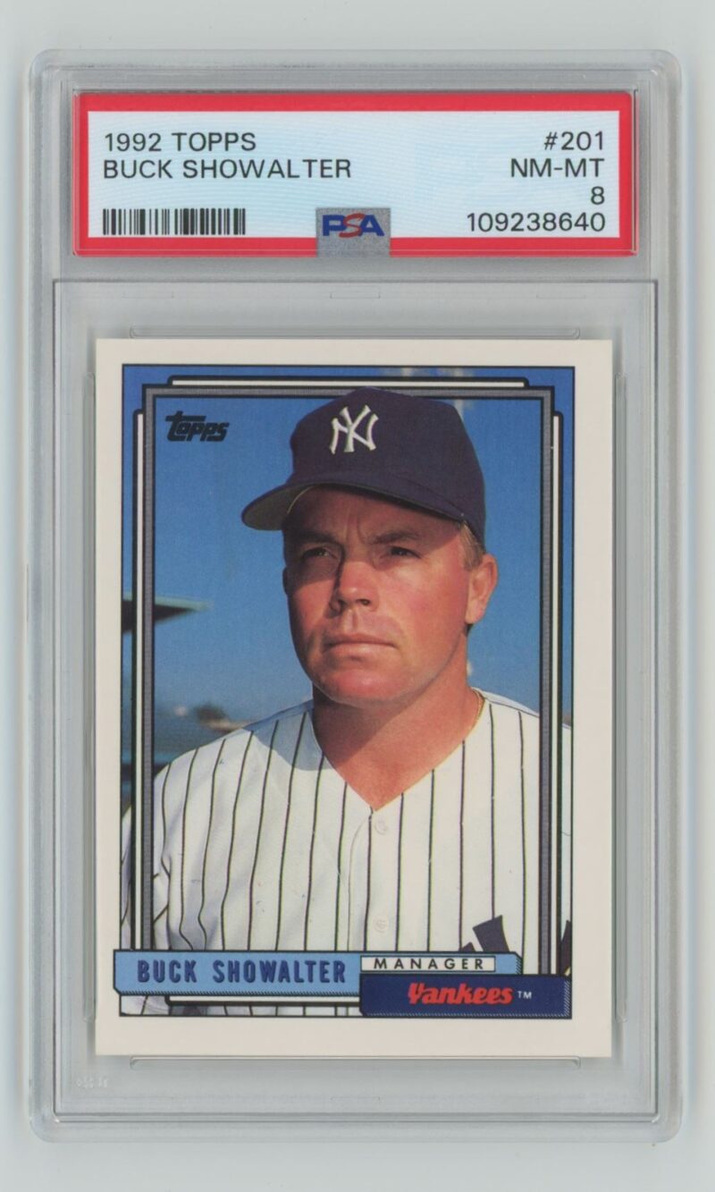1992 TOPPS BUCK SHOWALTER PSA 8 NEW YORK YANKEES #201
