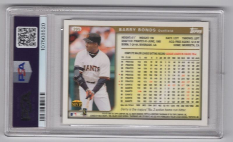 1999 TOPPS GOLD BARRY BONDS PSA 8 SAN FRANCISCO GIANTS #395 POP 8  PSA GRADE 8 - Image 3