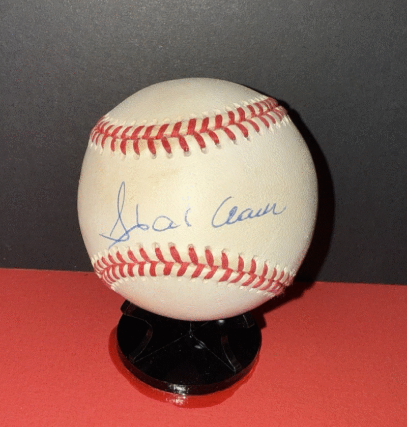 Hank Aaron Autographed Collection - Jersey, Bat, Cap, Ball, Original Newspaper - Image 11