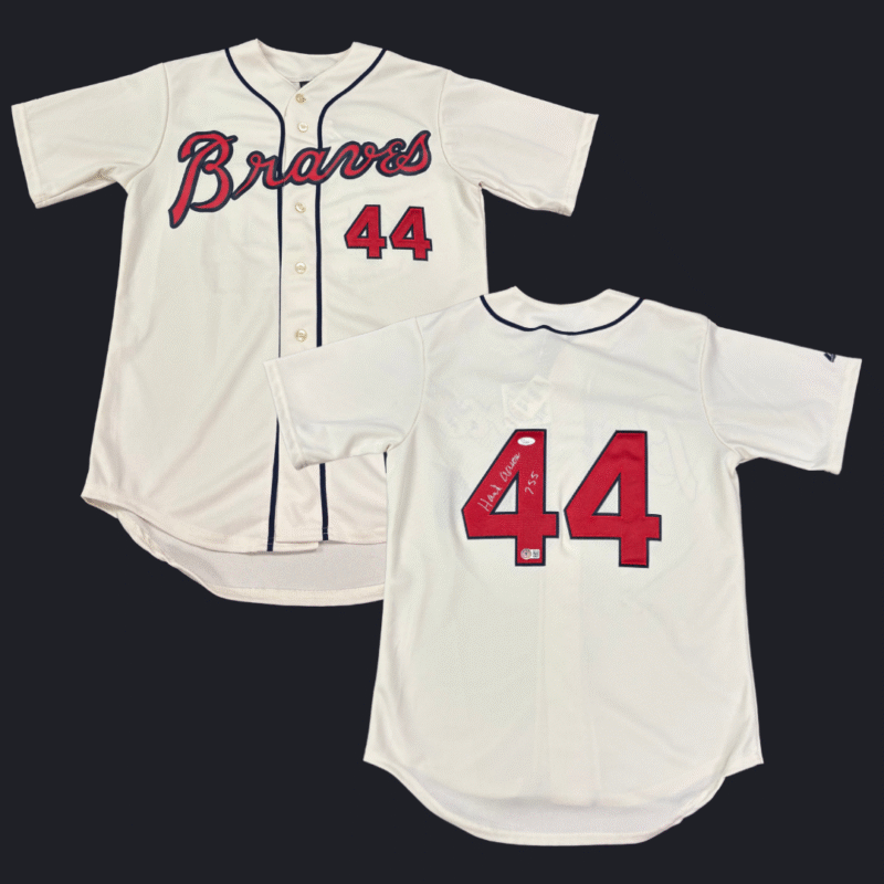 Hank Aaron Autographed Collection - Jersey, Bat, Cap, Ball, Original Newspaper - Image 13
