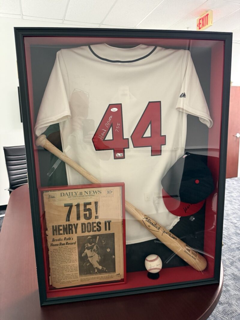 Hank Aaron Autographed Collection - Jersey, Bat, Cap, Ball, Original Newspaper - Image 3