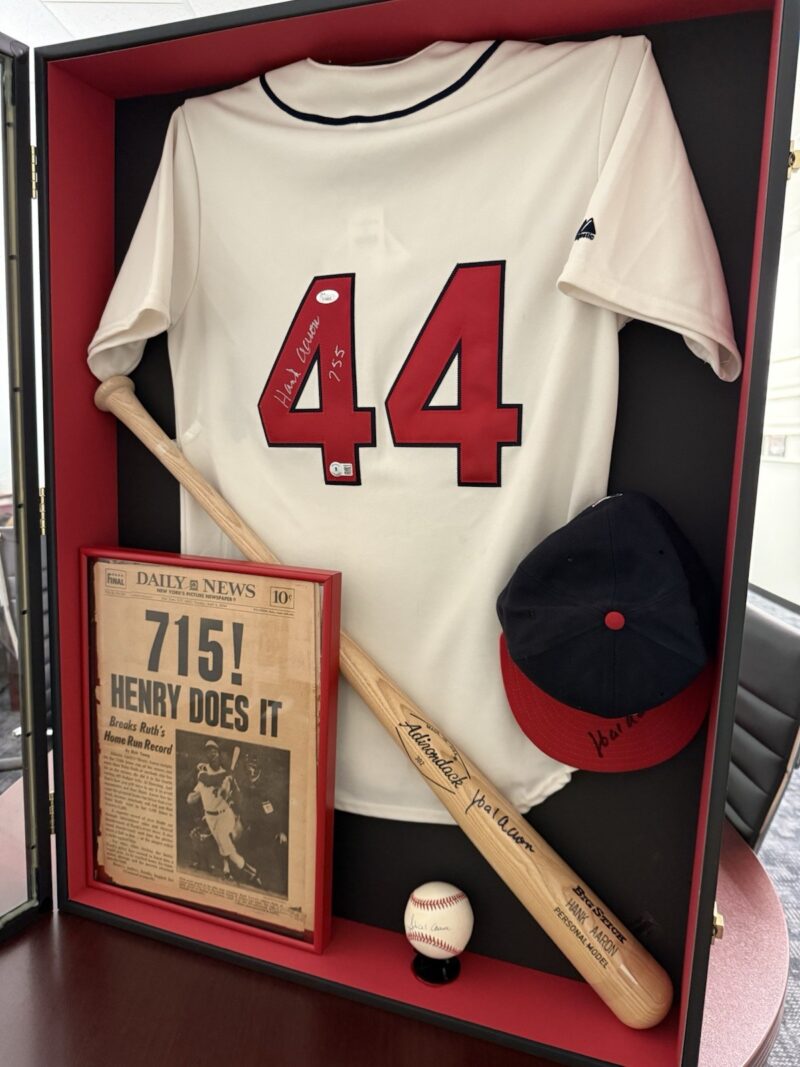 Hank Aaron Autographed Collection - Jersey, Bat, Cap, Ball, Original Newspaper - Image 4