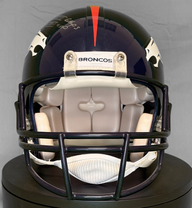 John Elway Autographed on-field Denver Broncos Helmet with Multiple Inscriptions - Image 3