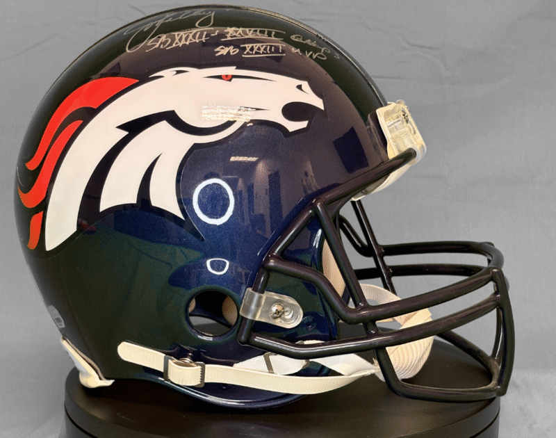 John Elway Autographed on-field Denver Broncos Helmet with Multiple Inscriptions