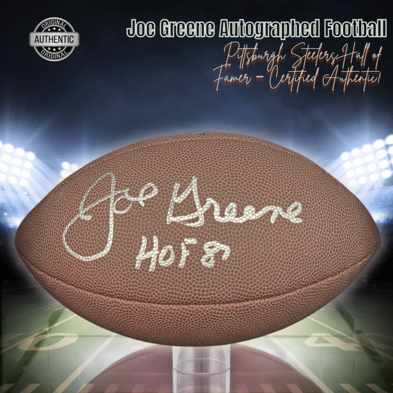 Pittsburg Steelers “Mean” Joe Greene Autographed NFL Game ball Inscribed HOF 87