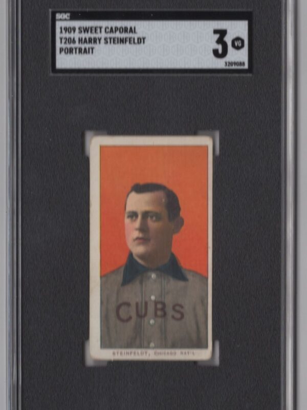 1909 SWEET CAPORAL WHITE BORDER HARRY STEINFELDT SGC 3 CHICAGO CUBS PORTRAIT
