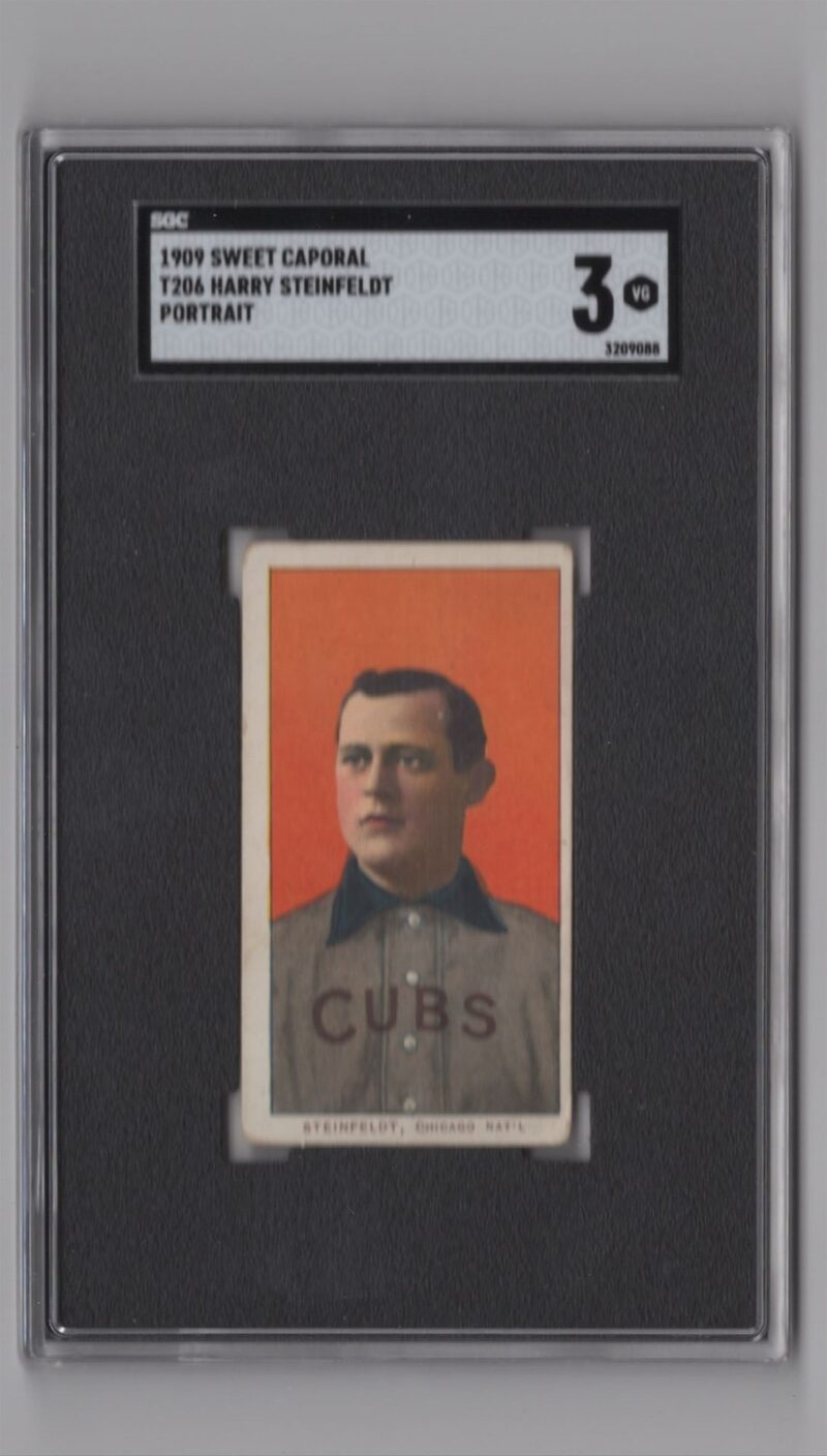 1909 SWEET CAPORAL WHITE BORDER HARRY STEINFELDT SGC 3 CHICAGO CUBS PORTRAIT